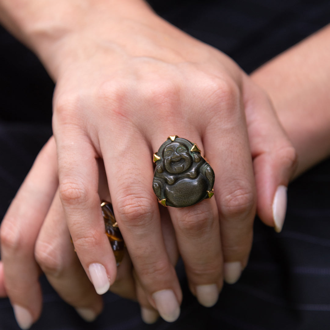 Anillo de Buddha Obsidiana