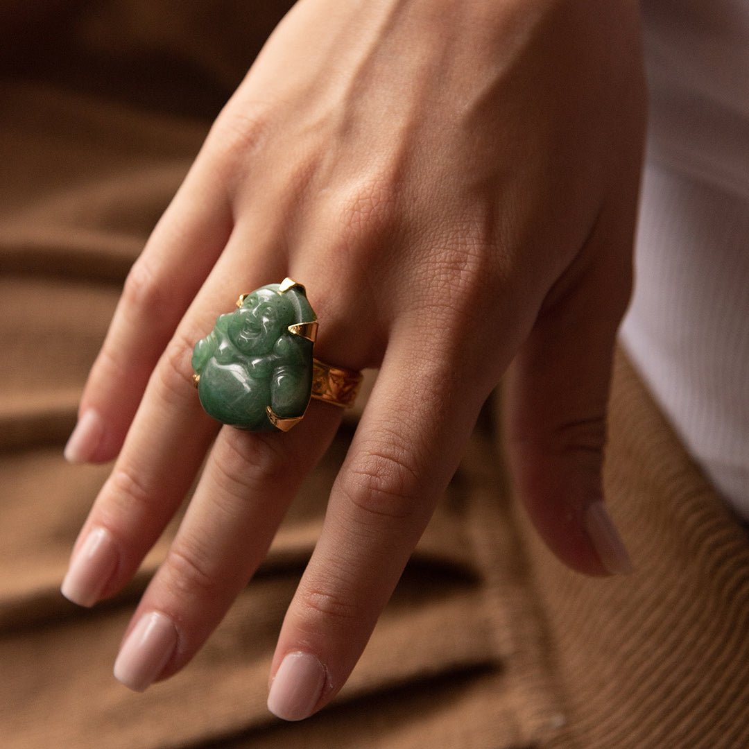 Anillo Buddha Verde