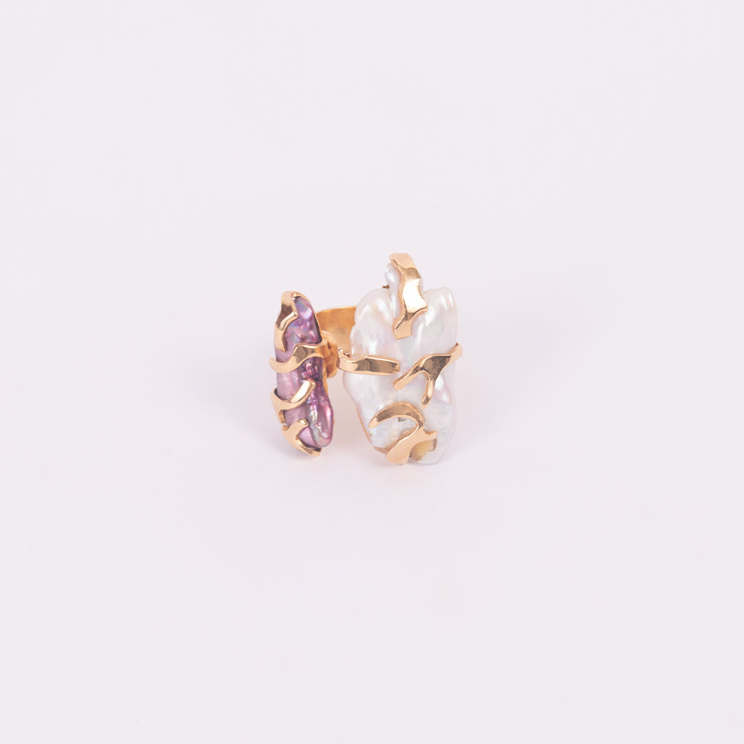 Anillo Cayo de Perla Doble Rosado