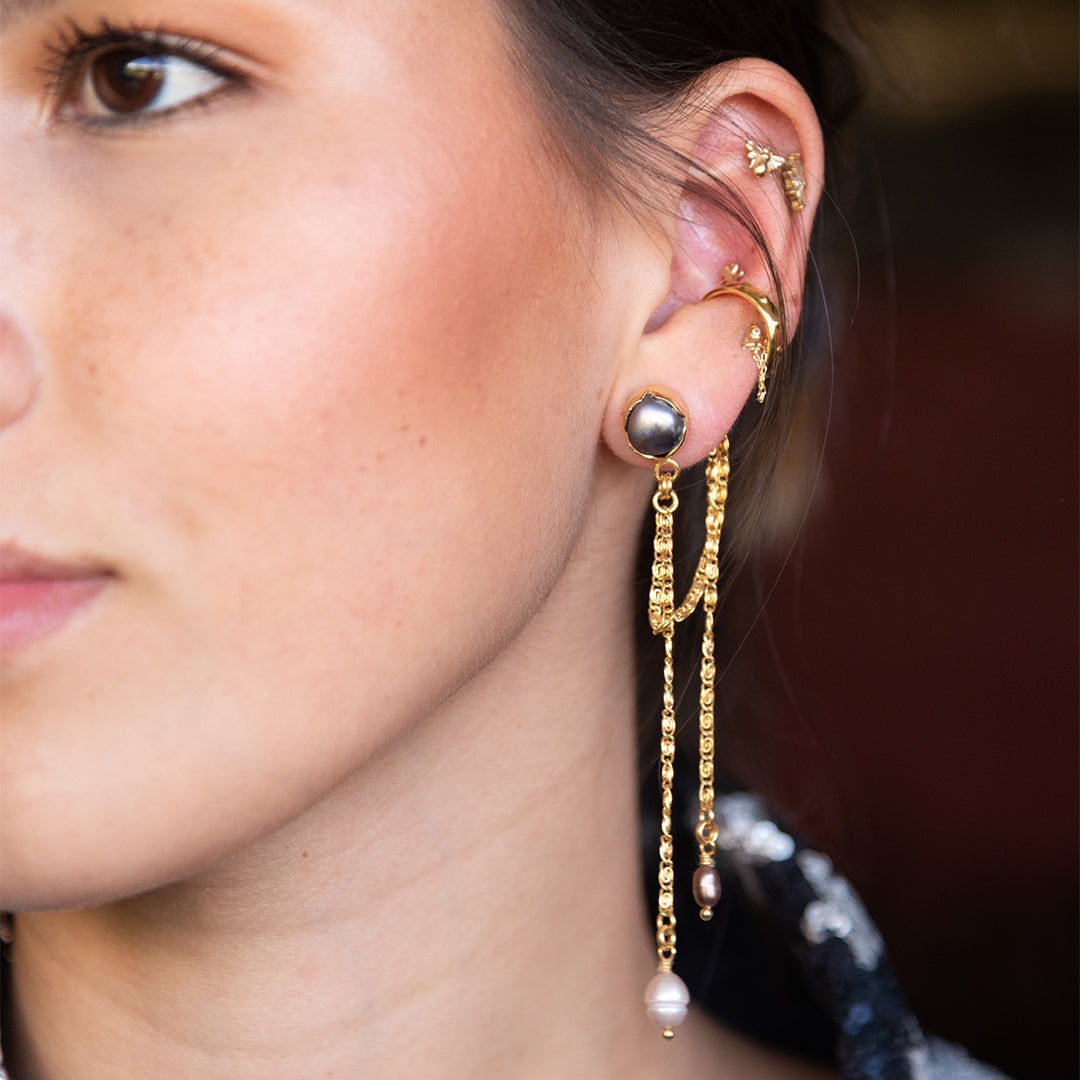 Zarcillos Perla Power Gris