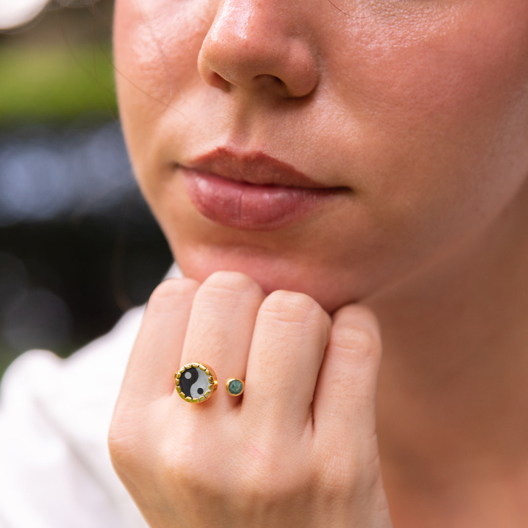 Anillo Ying Yang Prehenite