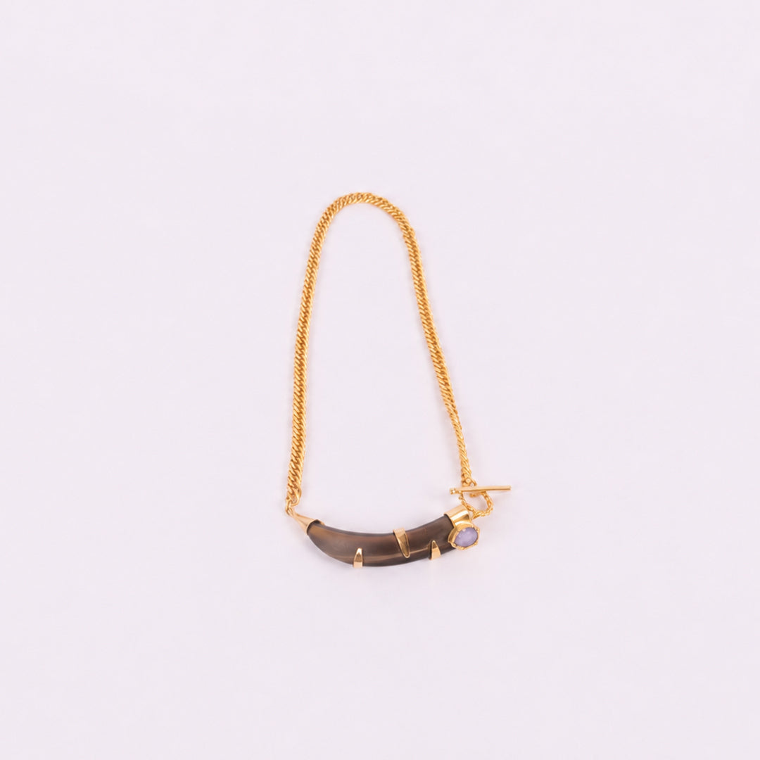 Collar Cacho Marrón con Gema