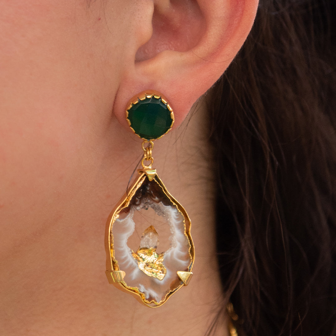 Zarcillos Laja de Agatha  con Onyx Verde